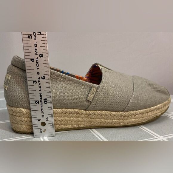 Skechers Womens Bobs Highlights High Jinx Taupe Canvas Rope Wedge Slip On Size 9 - Picture 11 of 11